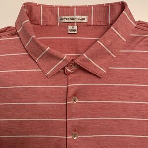 Peter Millar Men's Cotton Striped Red White Polo Shirt Size XL